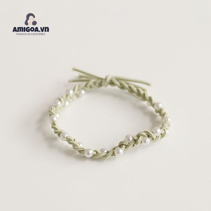 ✨✨Dây buộc tóc cao su bện ba sợi màu kẹo ngọc trai cho nữ
