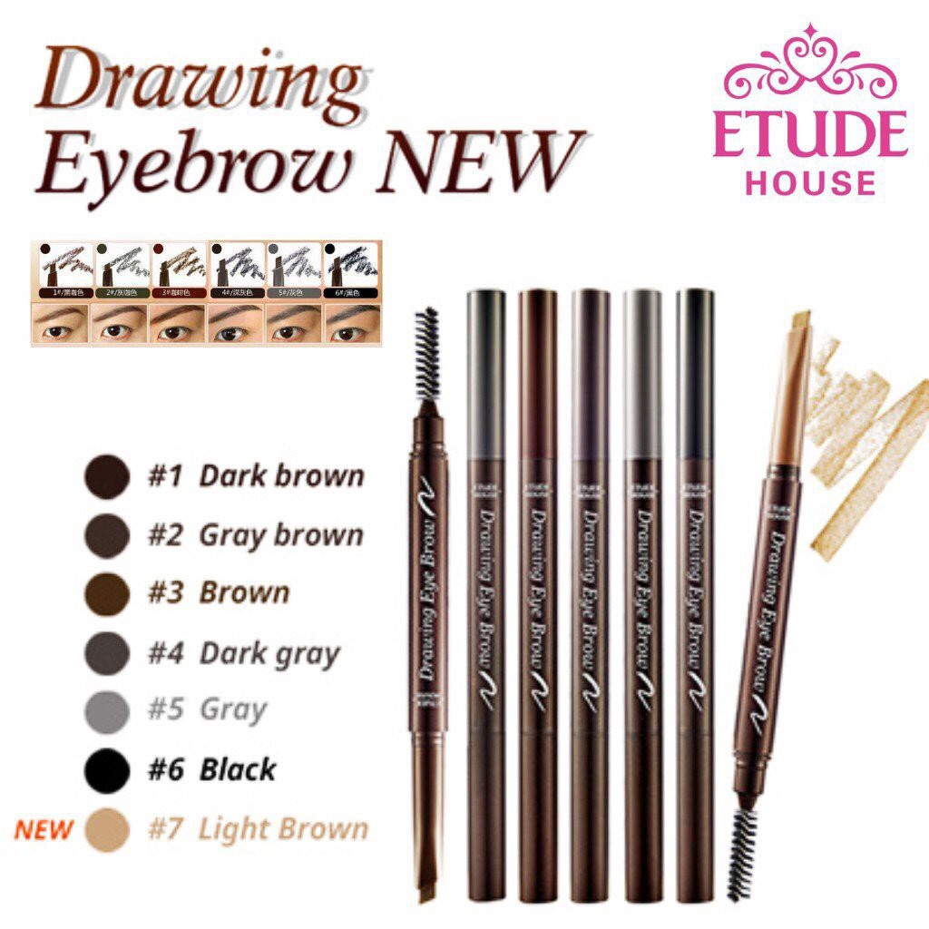 Etude House Bút Chì Kẻ Lông Mày Đầu Tam Giác Xoay Tự Động Kèm Cọ Chống Thấm Nước