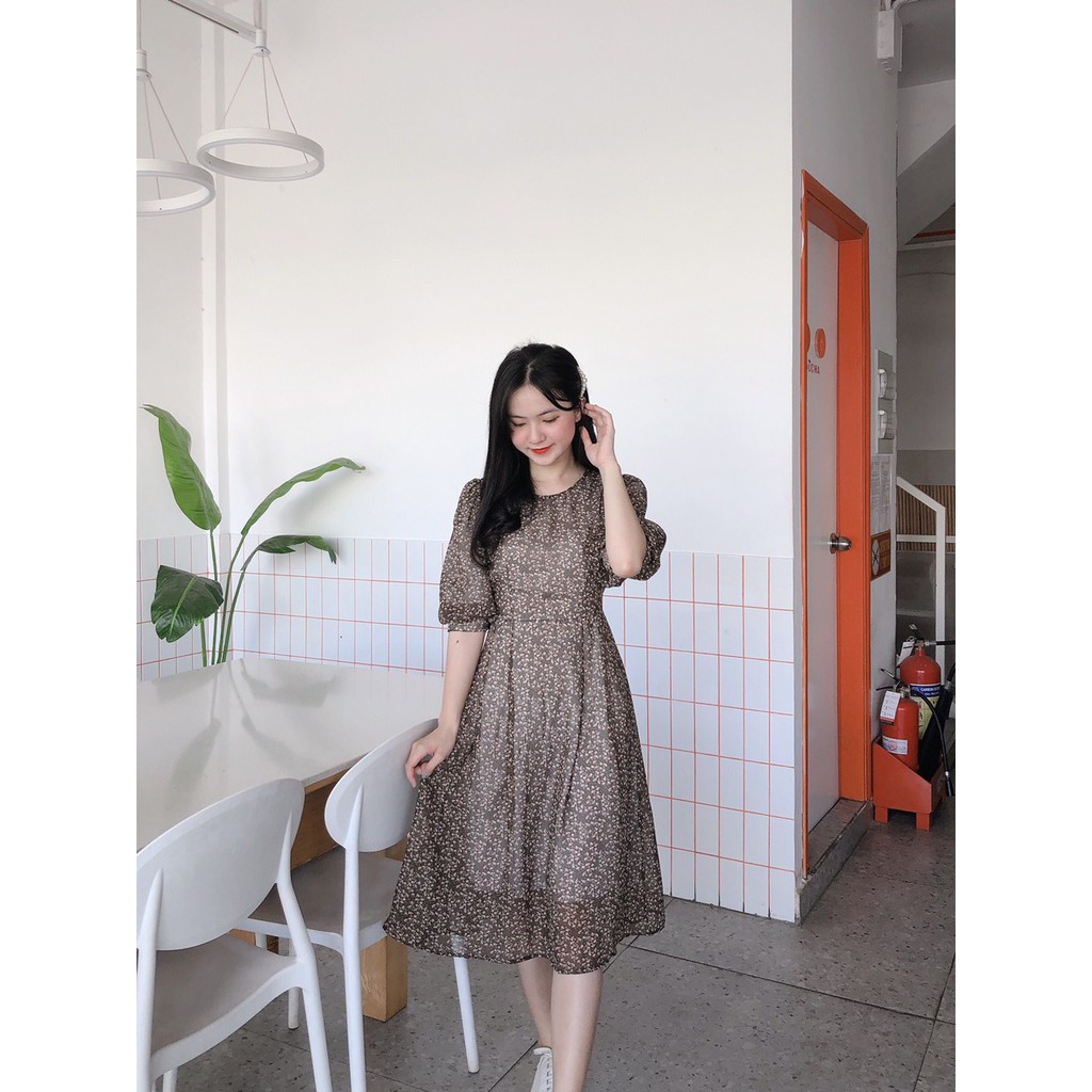 ĐẦM HOA VOAN TẾT TAY PHỒNG TO DÁNG DÀI -hình thật shop chụp | BigBuy360 - bigbuy360.vn