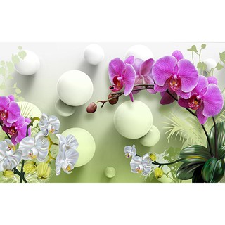 Tranh dán tường HD Hoa lan tím HUD0551 kim sa