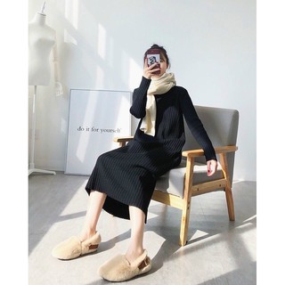 VÁY LEN SUÔNG CỔ LỌ (HÀNG LEN DÀY DẶN)