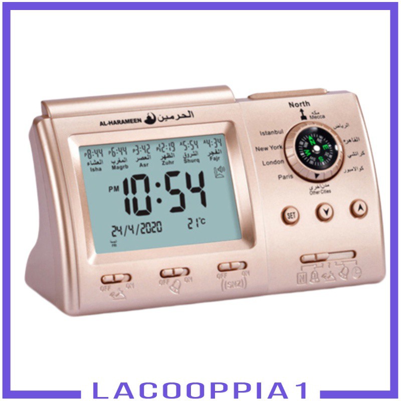 [LACOOPPIA1] Azan Clock LCD Sound Alarm Clock Ramadan Mosque Office Home Decor Gold Gift