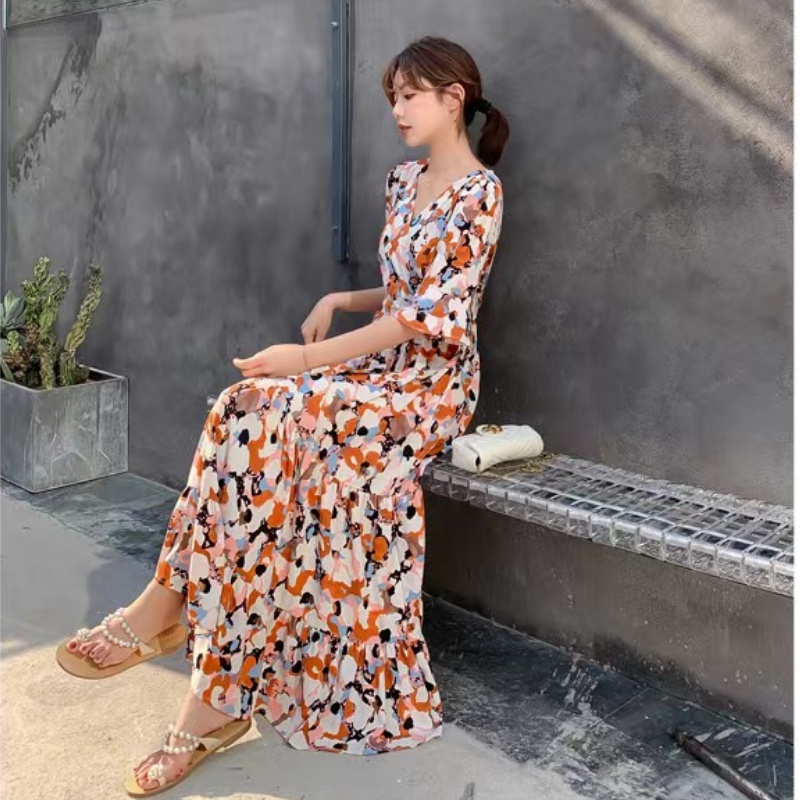 Đầm Voan Hoa Thời Trang Mùa Hè Hàn Quốc Dành Cho Nữ
