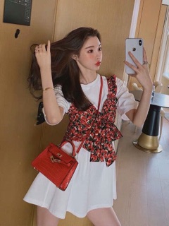 SET ĐẦM THUN KÈM TAG HOA CỘT NƠ