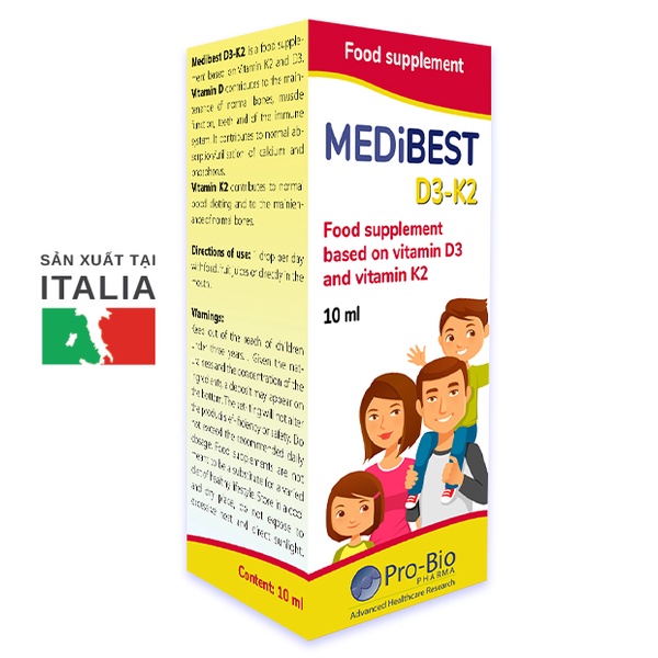 Medibest D3-K2- giúp hấp thu và tăng cường chuyển hóa canxi vào xương cho xương chắc khỏe
