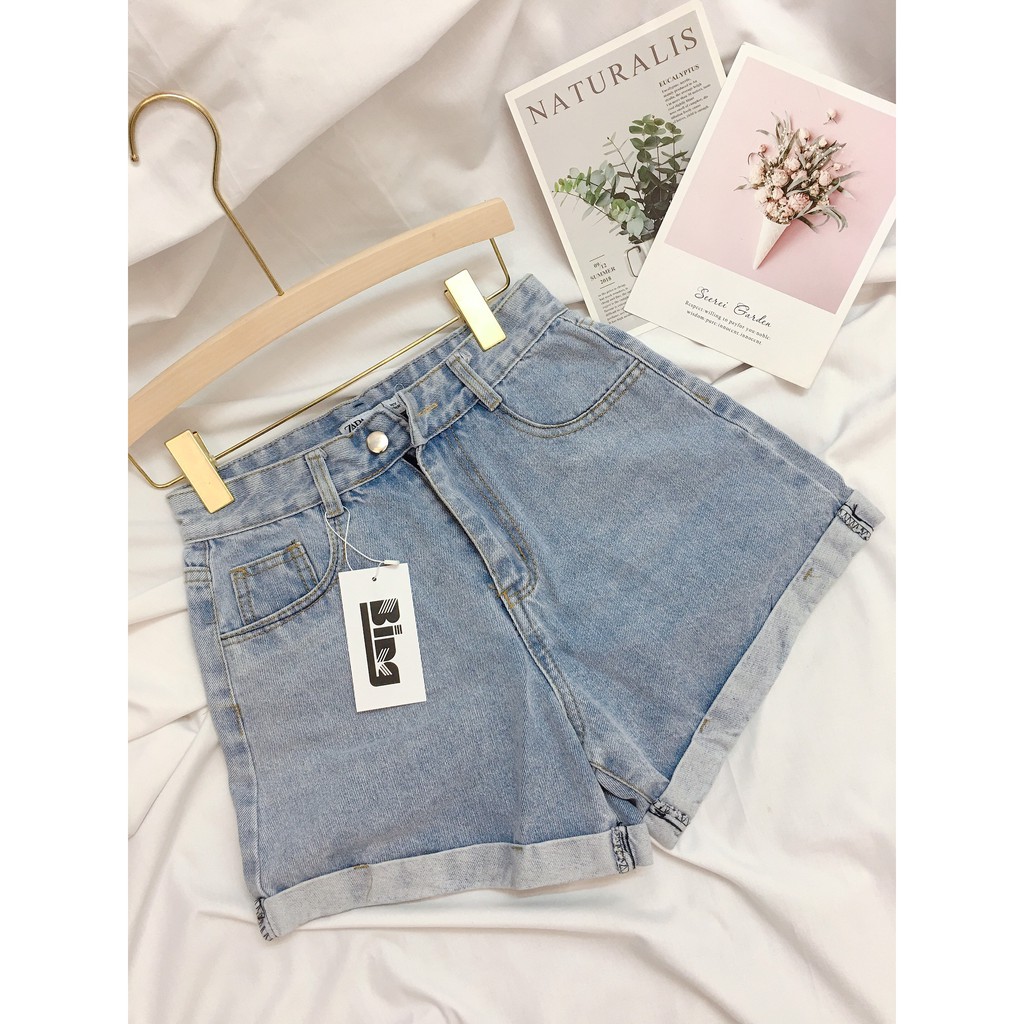 Quần short bò basic gập gấu Shynstores cạp cao 3 màu