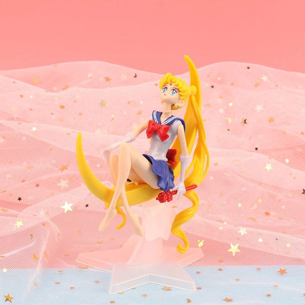 REBUY1 Sailor Moon Mô Hình Thủy Thủ Mặt Trăng 15CM Trang Trí Bánh Kem Cho Bé