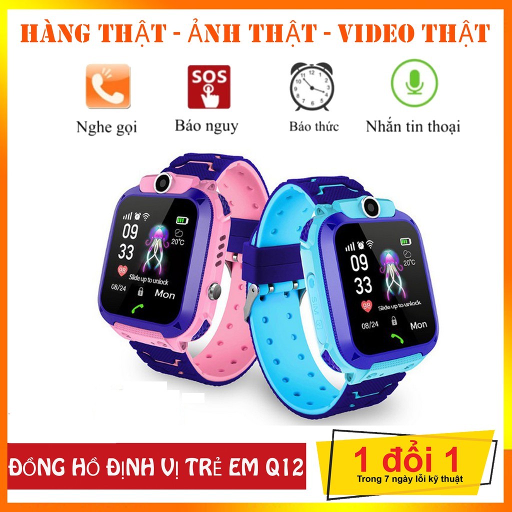 Đồng Hồ Thông Minh Trẻ Em Q12 (Bản Tiếng Việt) + Tặng Kèm Sim Kết Nối Vào Mạng Cực Khỏe