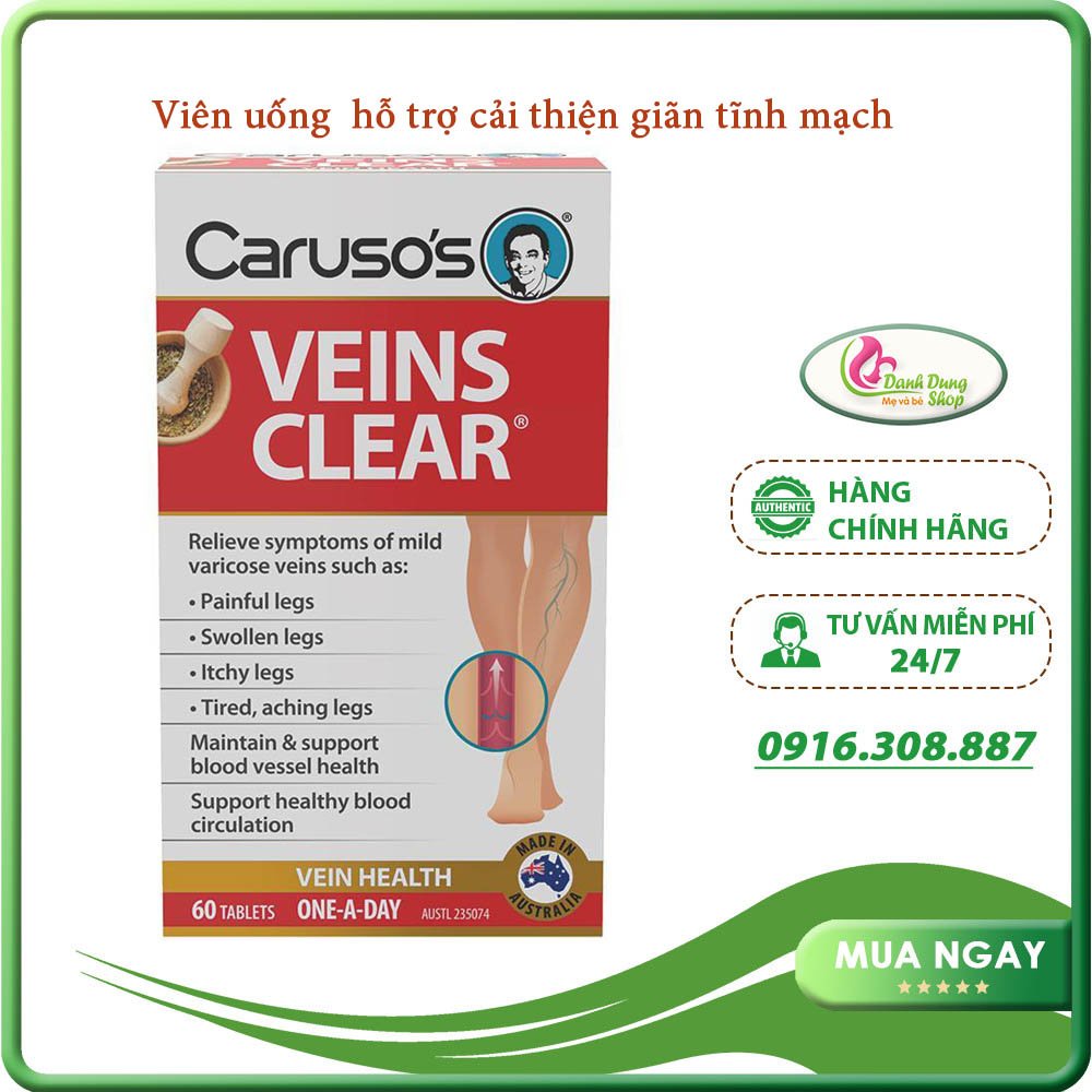 Viên Uống Hỗ Trợ Cải Thiện Giãn Tĩnh Mạch Caruso's Veins Clear