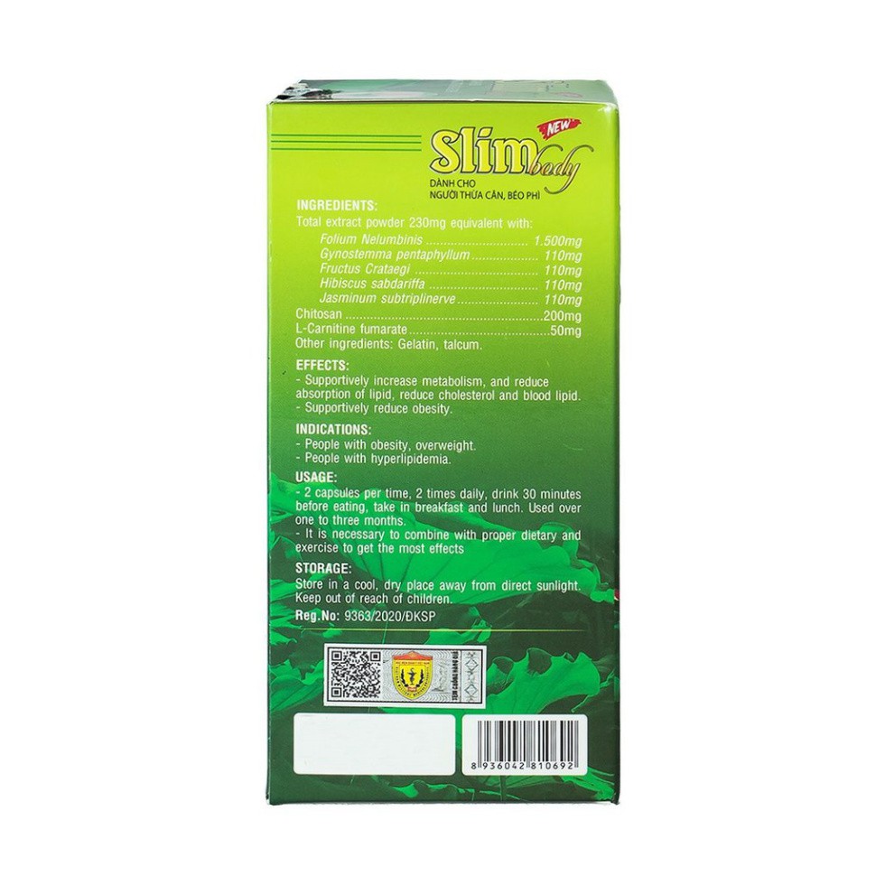 [Chính hãng] Giảm cân Slim Body New 100 viên - Học Viện Quân Y