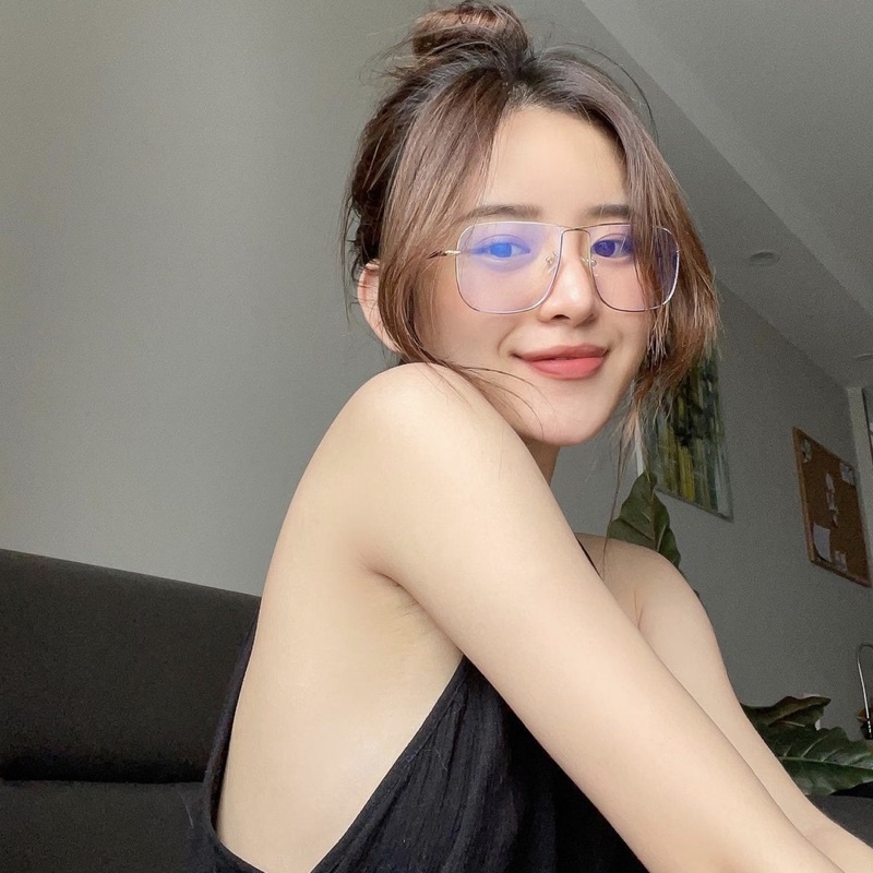 Mắt kính thời trang nam nữ mắt vuông bản to AHSTOREE gọng kim loại, màu sắc cơ bản