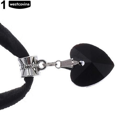 Vòng cổ choker trang trí mặt đá màu hình trái tim sành điệu cho nữ