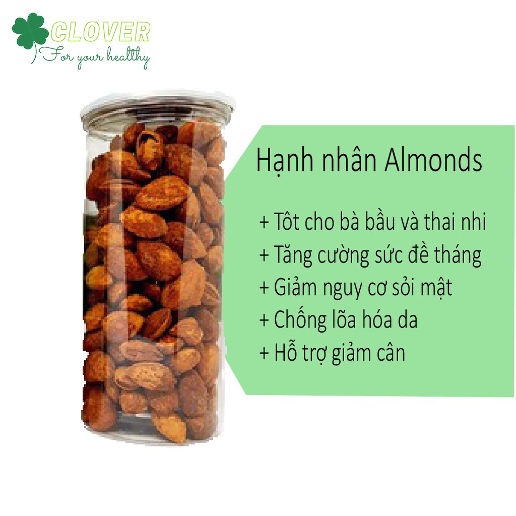Hạnh nhân rang bơ Almonds nhập khẩu Mỹ hộp 450g giúp giảm cân, dinh dưỡng, tốt cho thai nhi ☘ Bách Hóa Clover