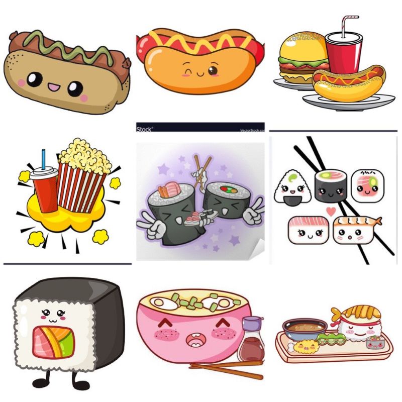 10-60 hình dán Stickers Sushi đồ ăn cute decal
