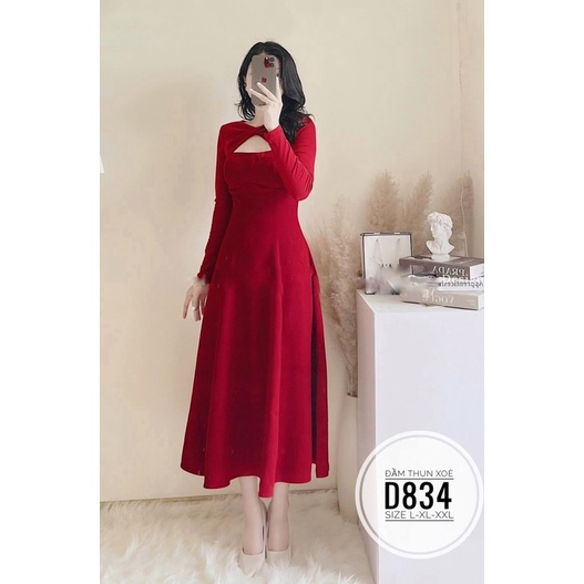 Bigsize Đầm thun xoè D834
