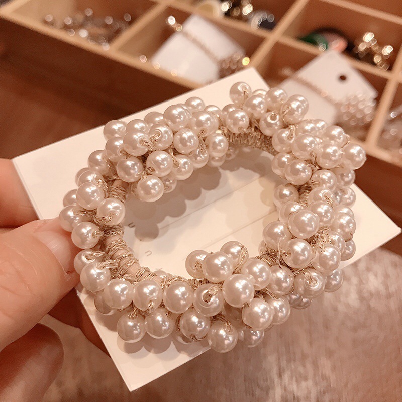 Dây Cột Tóc Đính Ngọc Trai Giả Thời Trang Cho Nữ