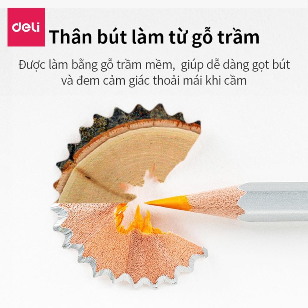 Bút chì màu nước cao cấp Deli - Có kèm cọ tán - Bộ 24/36/48 màu - 6521/6522/6523/6524