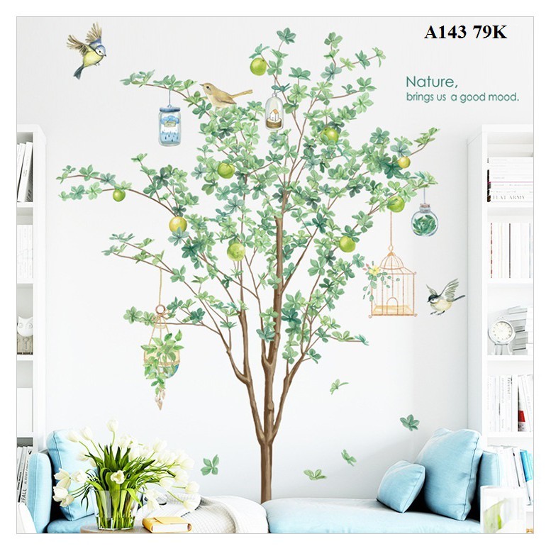 Decal dán tường [ HÀNG CHUẨN ĐẸP PHONG CÁCH HÀN QUÔC ] phong cách thiên nhiên tươi mát, trang trí phòng ngủ, phòng khách | BigBuy360 - bigbuy360.vn