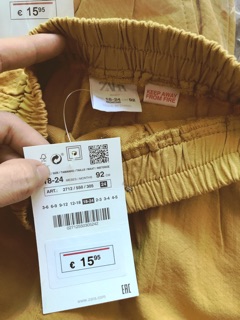 Quần đũi vàng đất phi giới tính zara