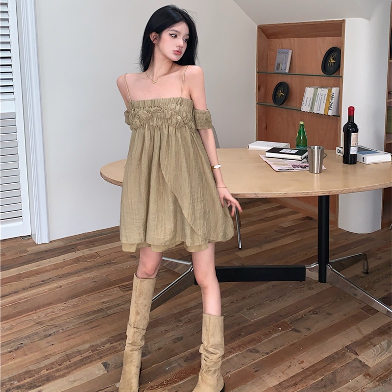 Đầm Mini Nữ Cúp Ngực Trễ Vai Dáng Rộng Gợi Cảm