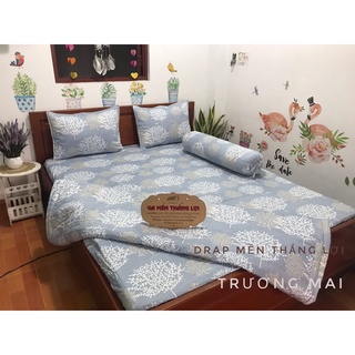 Bộ drap 100% coton kèm chăn chần gòn chuẩn logo mẫu mới