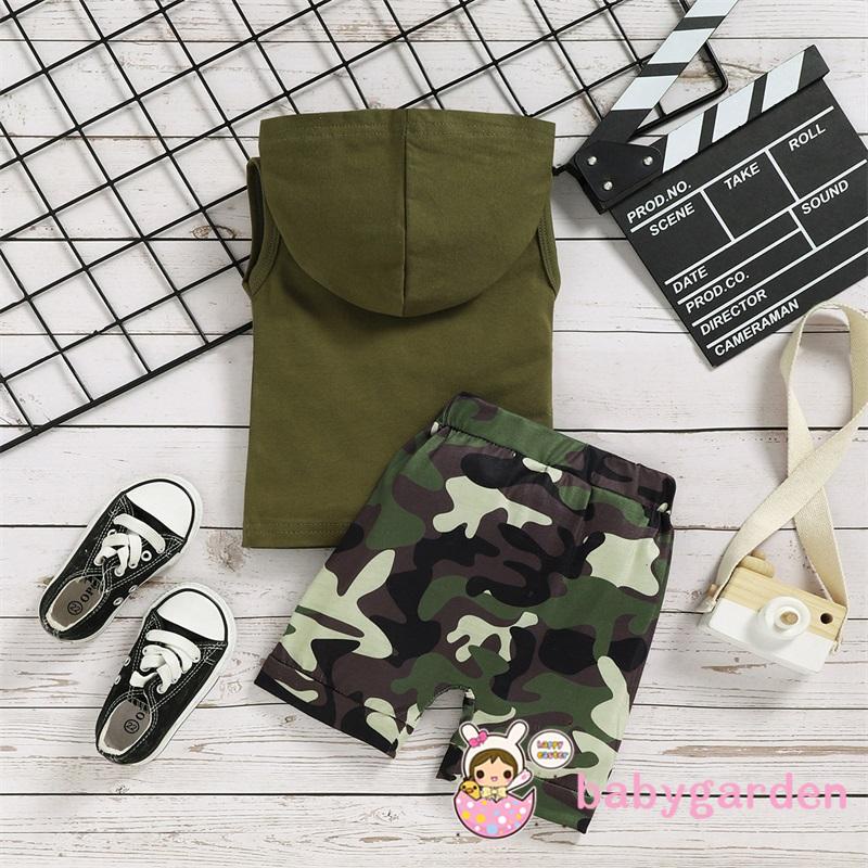 Set Áo Hoodie Không Tay Kèm Quần Rằn Ri Cho Bé Trai Từ 6 Tháng Đến 4 Tuổi