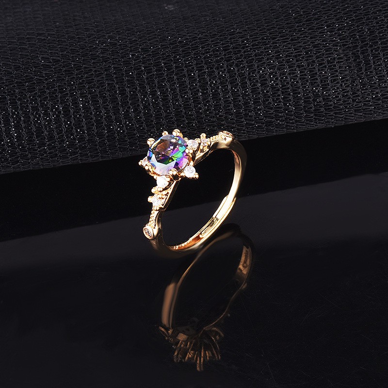 pt950 vàng phụ nữ đầy màu sắc laser kim cương nhẫn moissanite nhẫn cưới có thể điều chỉnh đồ trang sức