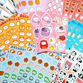 Tấm sticker dễ thương Thỏ Molang, We are bear, Nanno, Bò sữa, Cu Shin, Mèo trang trí