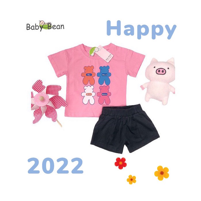 Bộ Đồ Thun Cotton in hình Gấu Bé Gái BabyBean