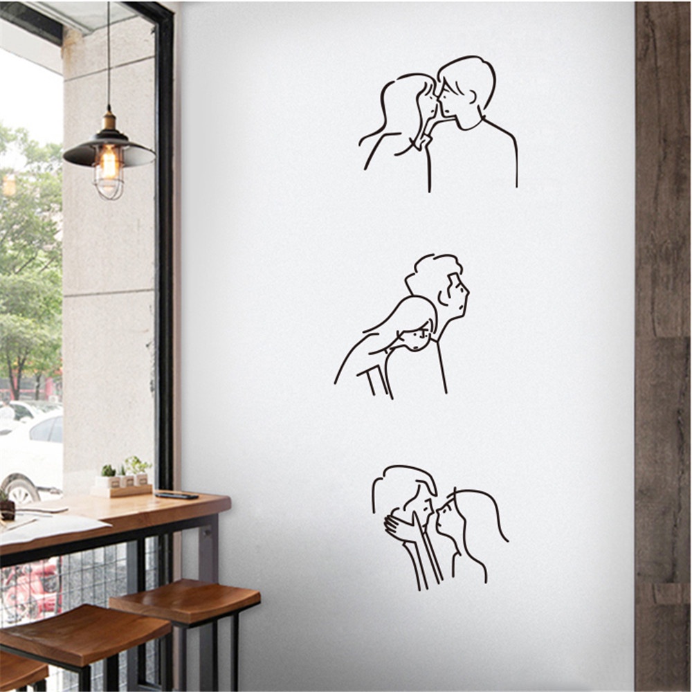 Miếng dán tường tự dính trang trí nhà cửa họa tiết cặp đôi phong cách Bắc Âu chất lượng cao