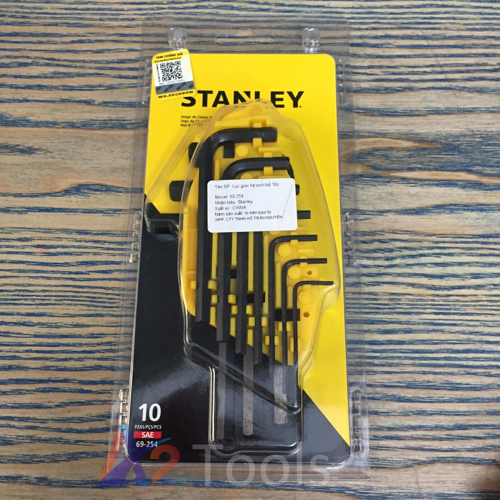 BỘ LỤC GIÁC HỆ INCH STANLEY SAE 69-254 (10 CÂY)