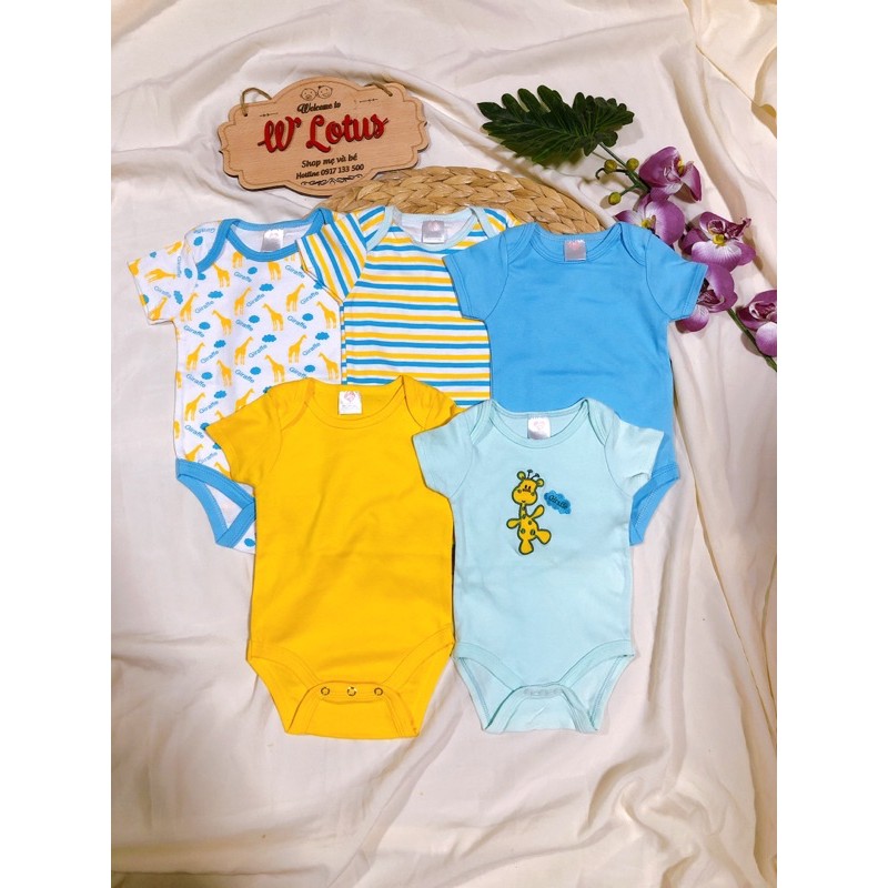 Set 5 body cọc tay / body chip cho bé trai bé gái sơ sinh 0- 9 ký