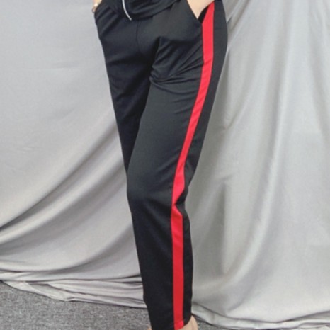 [Thanh Lý ] quần dài thể thao mặc thoải mái , chất umi thời trang năng động màu đen kẻ đỏ