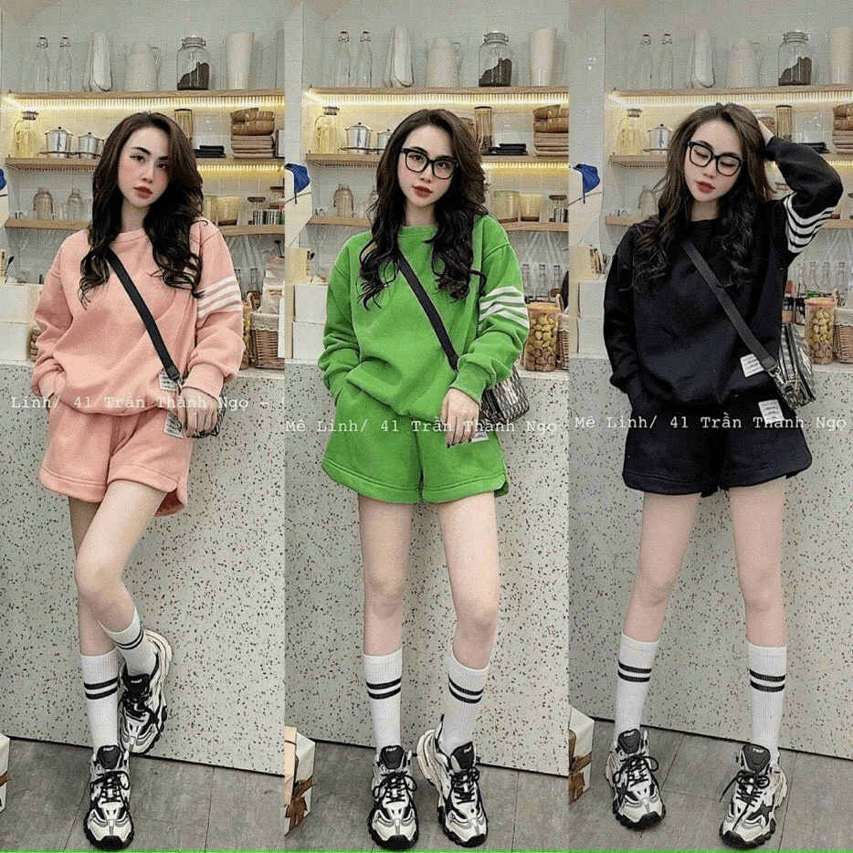 [FREE SHIP]  SÉT BỘ NỮ SỌC TAY CHẤT NỈ SIÊU HOT THỜI TRANG HOT TREND XU HƯỚNG