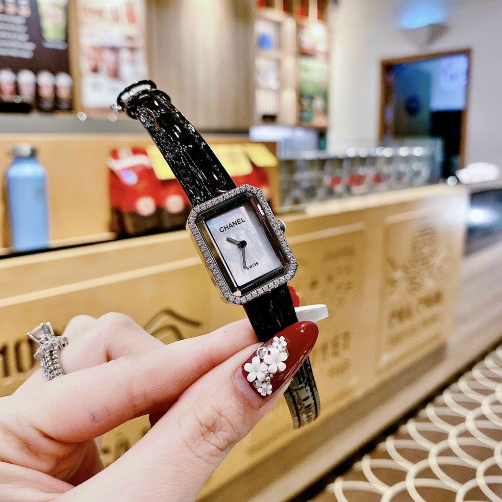 Đồng hồ nữ Chanel premiere 26mm máy Swissquartz, viền đính đá cao cấp, dây da cao cấp