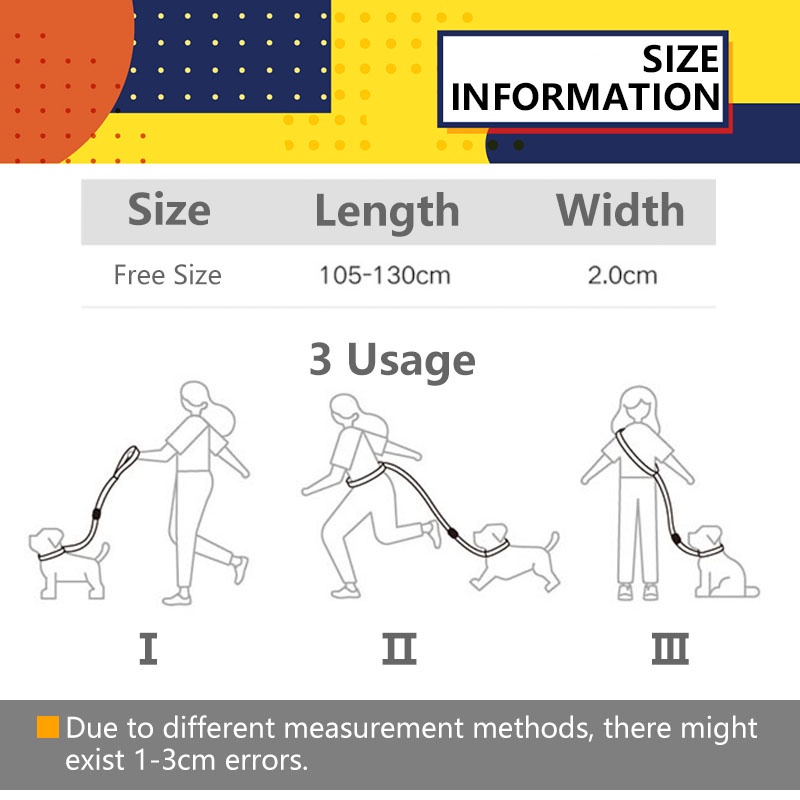 HamshMoc Dây dắt chó đi dạo đa năng có tay cầm phản quang kèm 2 dây dẫn