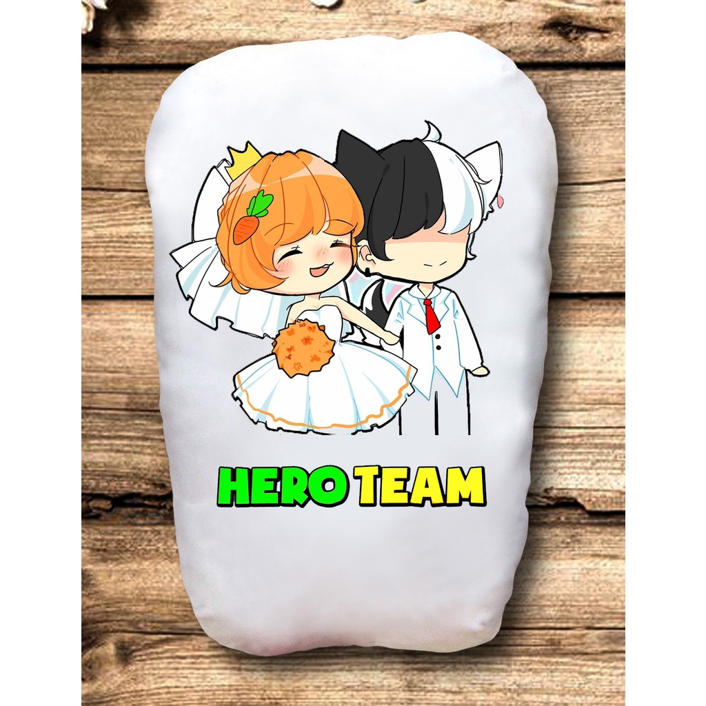 Gối ôm- Gấu Bông HERO TEAM -gối in hình 2 mặt (BỀN- ĐẸP- GIẶT không bay màu)