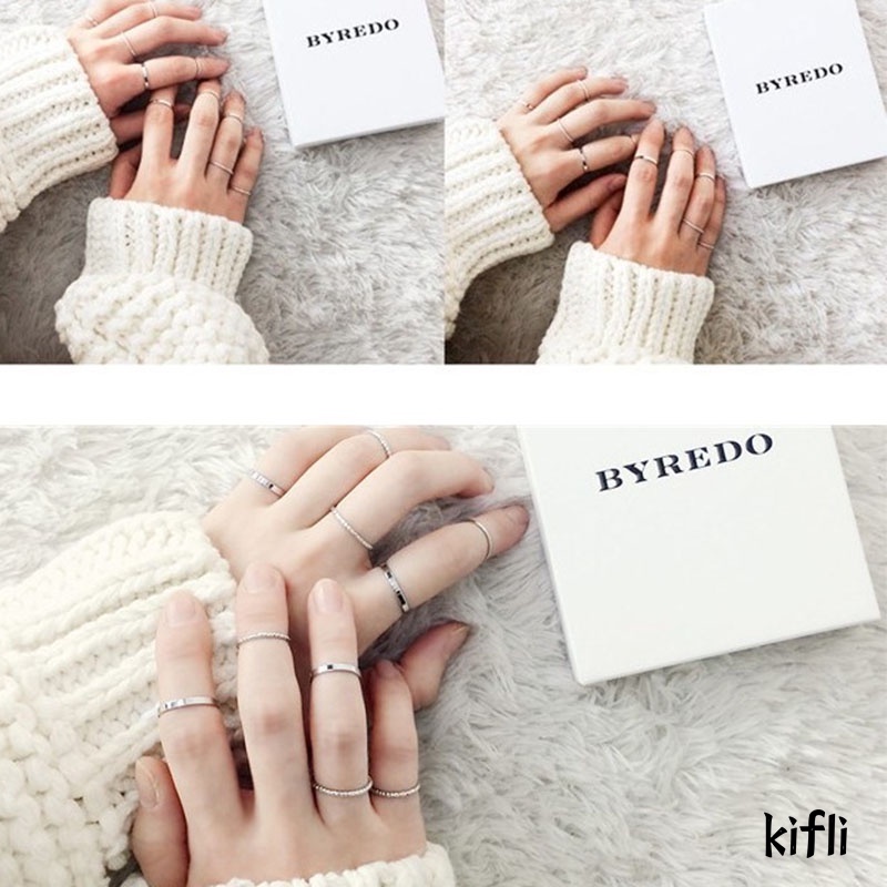 🌸Set 10 nhẫn thiết kế đơn giản phong cách Hàn Quốc thời trang dành cho nữ