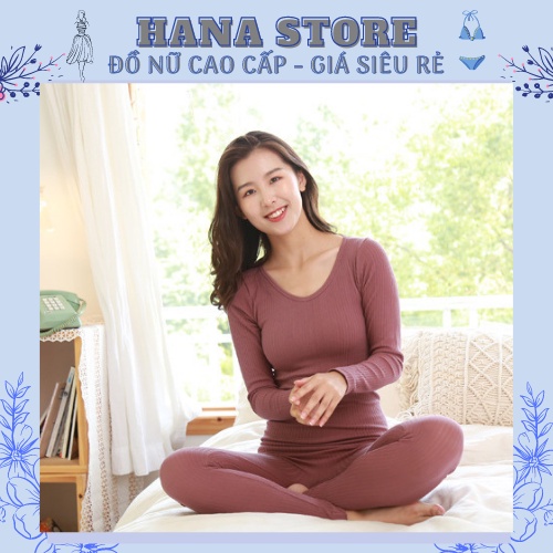 Đồ bộ ngủ len tăm thu đông giữ nhiệt nữ mặc nhà cotton nỉ mềm co giãn 4 chiều, đồ bộ kiểu ôm body thoải mái.