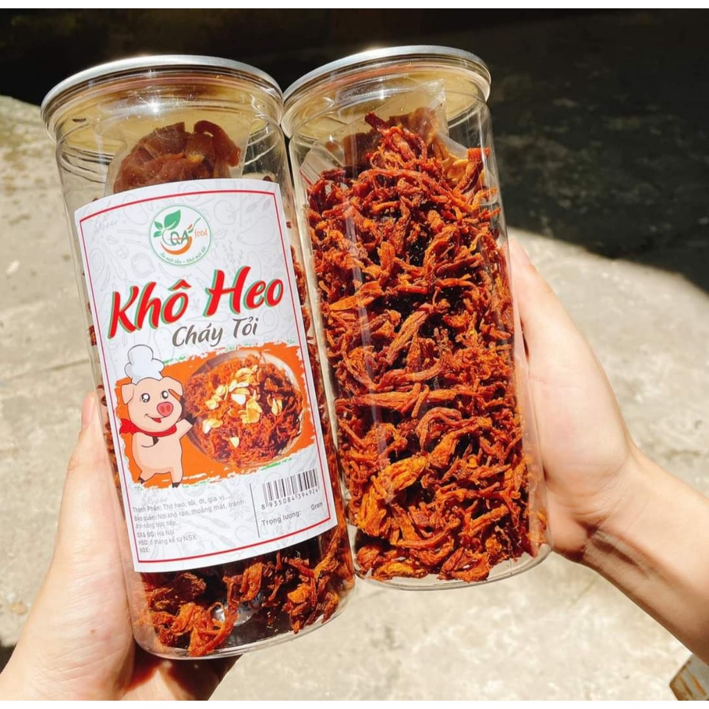 Khô heo khô lợn cháy tỏi xé sợi loại ngon, hũ pet 300g | BonBon- Thế Giới Đồ Ăn Vặt - Đồ Ăn Vặt Hà Nội