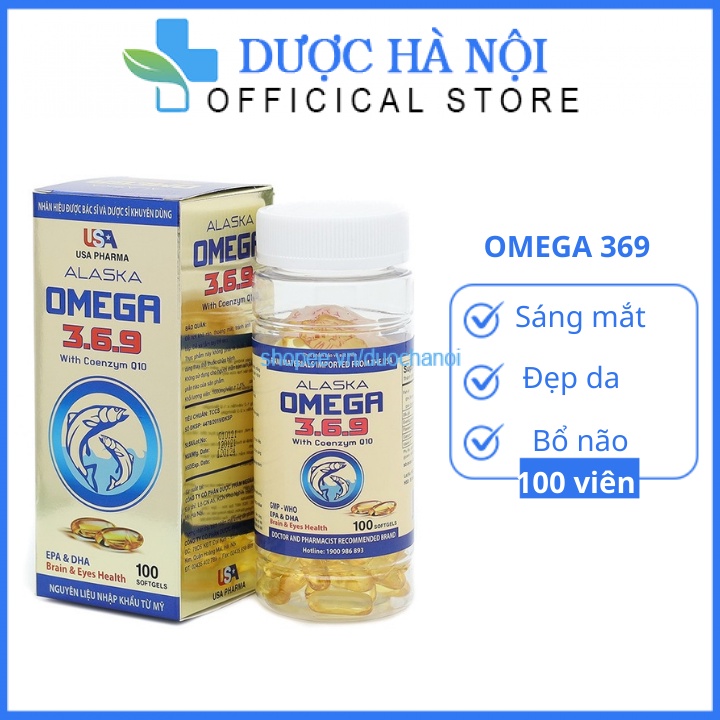 Viên uống sáng mắt Omgega 369 tăng cường trí nhớ phòng chống đột quỵ sáng mắt đẹp da hộp 100 viên
