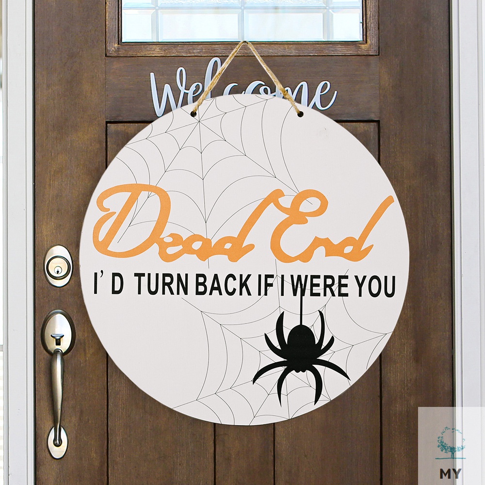 Biển hiệu treo cửa bằng gỗ họa tiết hoạt hình phong cách Halloween độc đáo