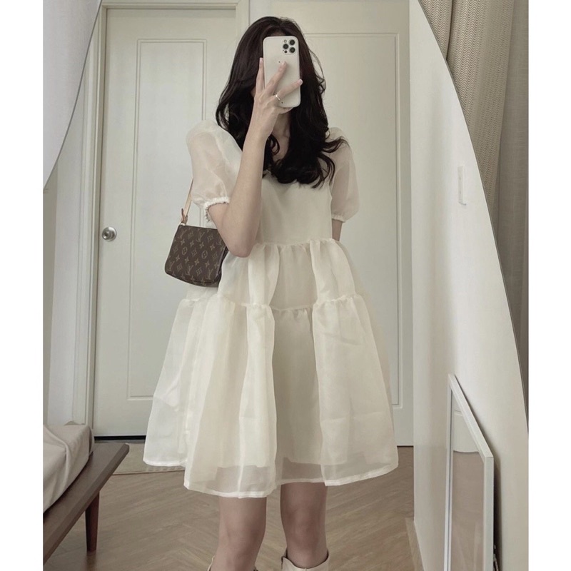 Đầm babydoll voan kính 2 màu