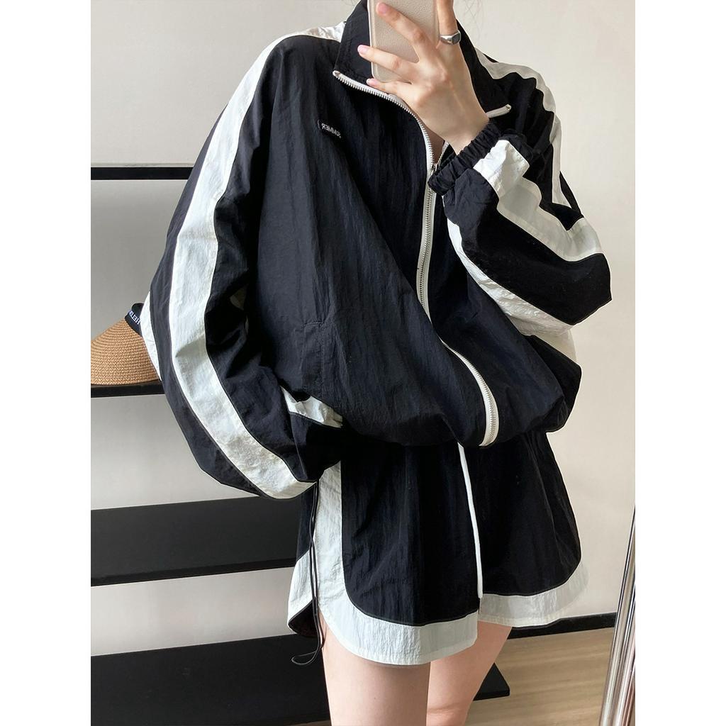 Set Áo Khoác Chống Nắng + Quần Short Ống Rộng Màu Sắc Thời Trang Mùa Hè Cho Nữ