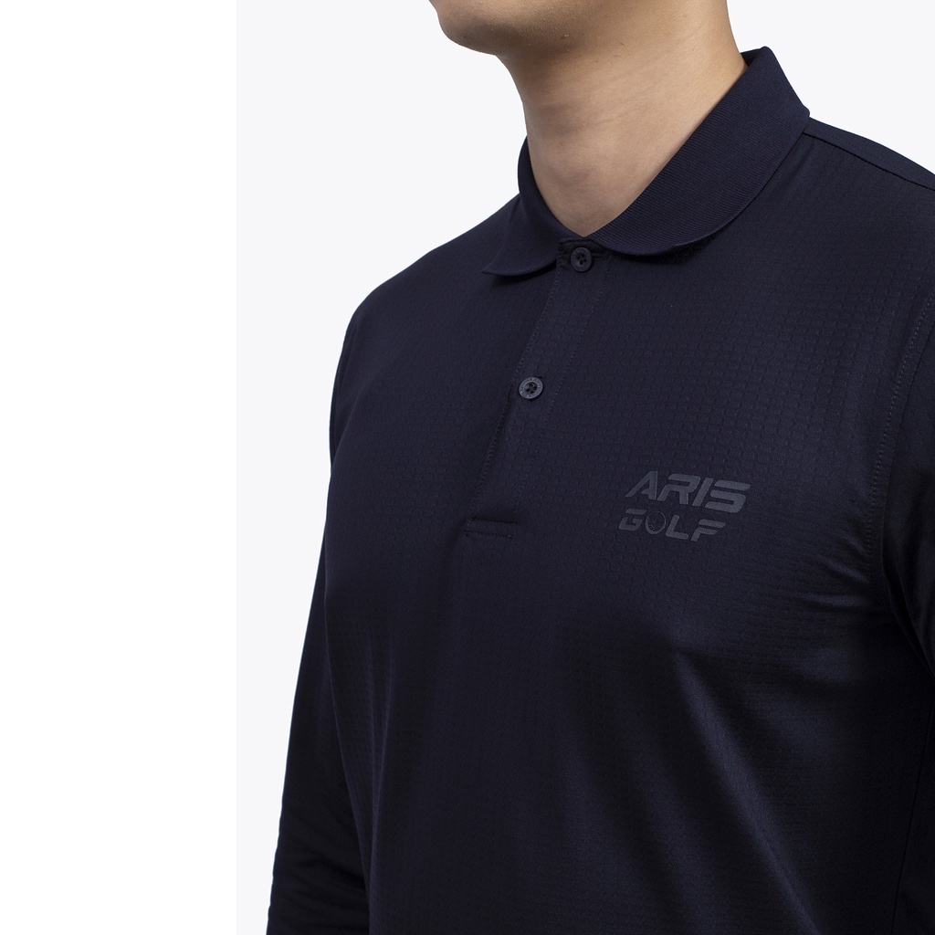 Áo thun nam dài tay cổ bẻ Aristino dòng cao cấp GOLF FIT  khỏe khoắn , năng động  màu tím than ALPG03W1