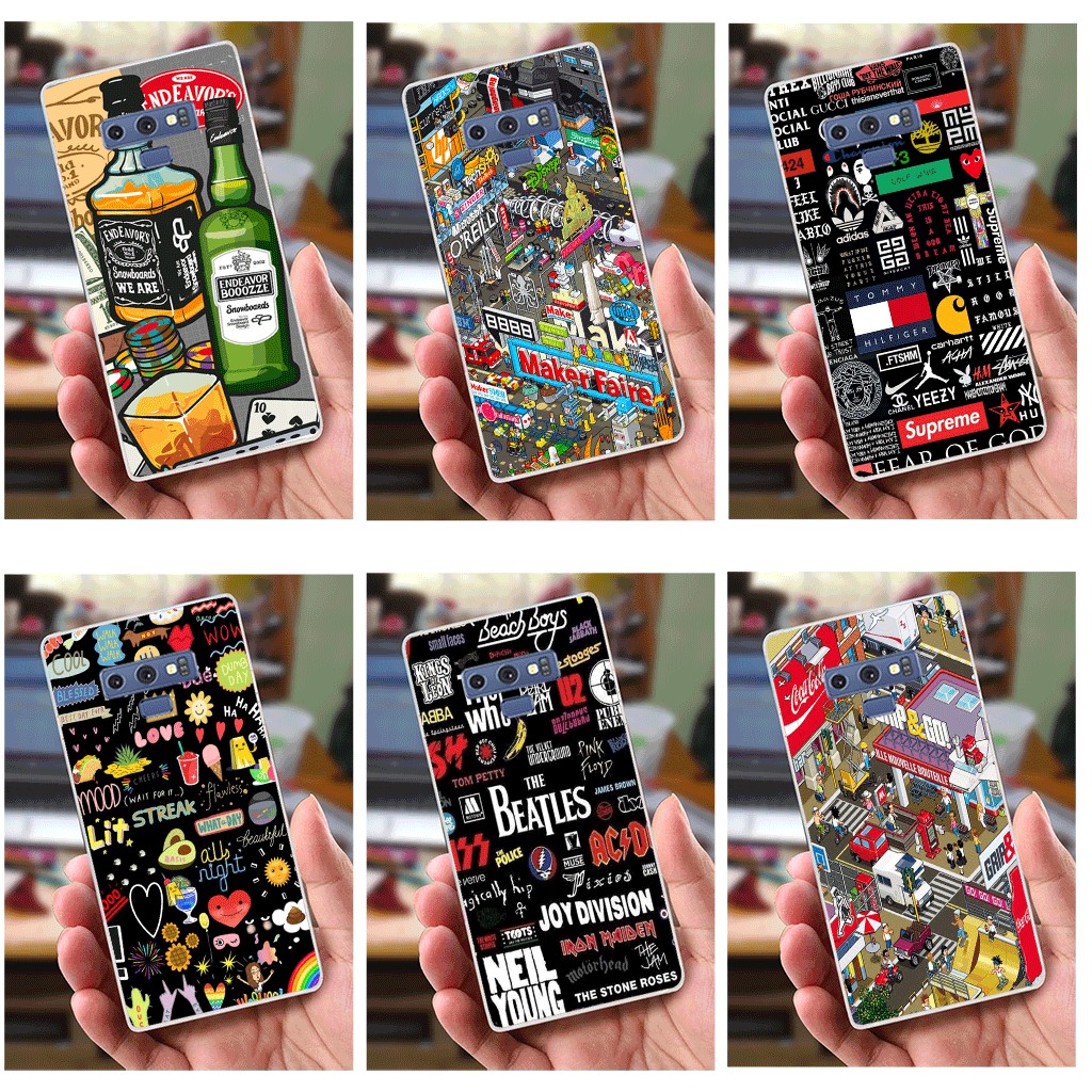 Ốp lưng Samsung Note 9 (dẻo viền trắng trong) - Brands