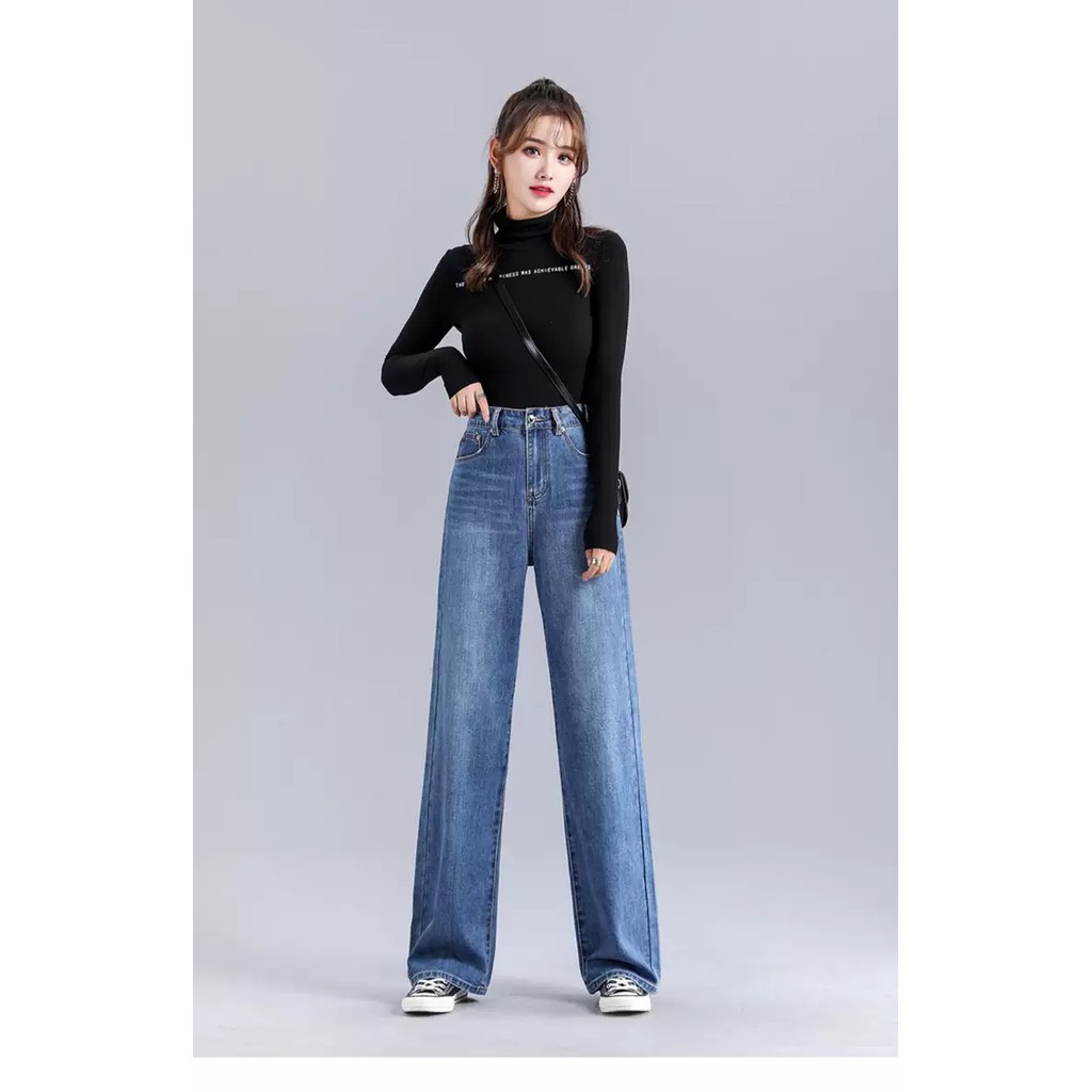 [ SOÁI CA ] QUẦN JEAN ỐNG RỘNG NỮ XANH ĐẬM RÂU MÈO LAI CUỐN FORM DÀI RỘNG CAO CẤP NITI2 SIÊU ĐẲNG CẤP, CỰC THỜI THƯỢNG