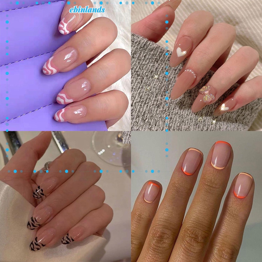 [Hàng mới về] Set 24 móng tay giả dạng gắn có thể tháo gỡ thời trang dành cho nữ