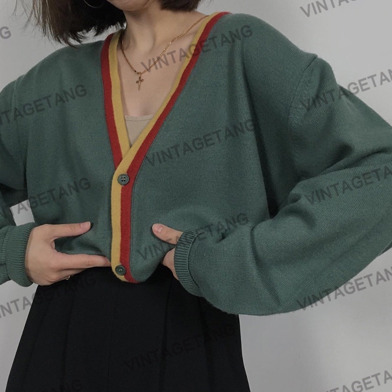 áo len cài khuy cổ V vintage ĐANG SẴN