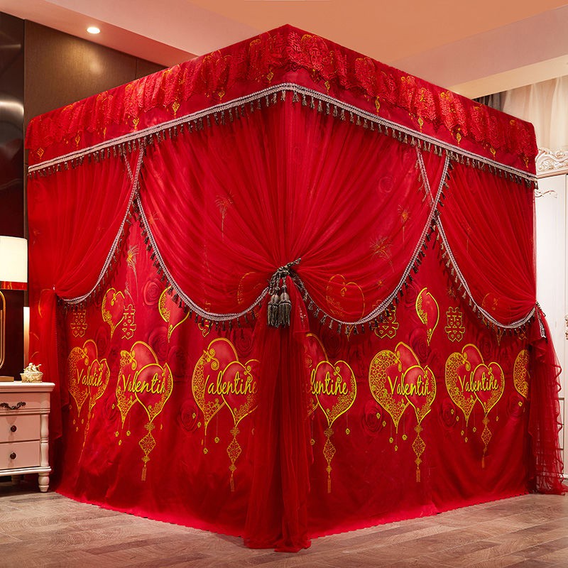 Màn cửa chống bụi và muỗi cao cấp tích hợp phòng ngủ gia đình giường công chúa gió dày có khung <